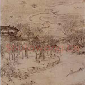 明代 唐寅《江南农事图》国画山水作品图片鉴赏