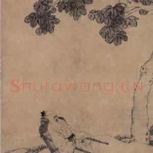 明代 唐寅《桐荫清梦图》国画人物作品图片鉴赏