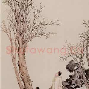 明代 唐寅《观杏图》国画人物作品图片鉴赏
