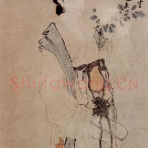明代 唐寅《牡丹仕女图》国画人物作品图片鉴赏