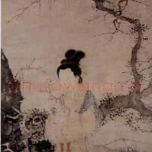 明代 唐寅《杏花仕女图》国画人物作品图片鉴赏