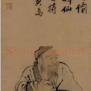 明代 唐寅《东方朔像》国画人物作品图片鉴赏