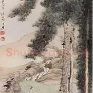 张大千《临赵孟頫停琴听阮图轴》国画综合作品图片鉴赏