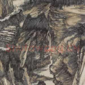 张大千《秋山觅句图轴》国画山水作品图片鉴赏