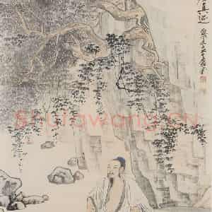 张大千《空山趺坐图轴》国画综合作品图片鉴赏