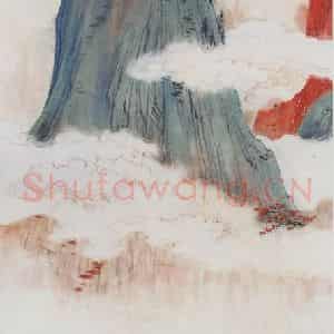张大千《仿张僧繇设色山水图轴》国画山水作品图片鉴赏