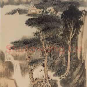 张大千《听泉图轴》国画山水作品图片鉴赏