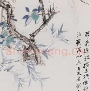 张大千《青梅白羽图轴》国画花鸟作品图片鉴赏