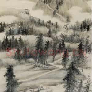 张大千《双桥清音图轴》国画山水作品图片鉴赏