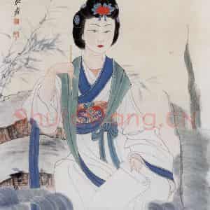 张大千《仕女图轴》国画人物作品图片鉴赏