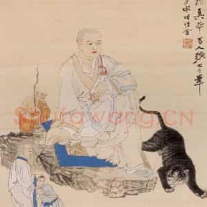 张大千《仿李伯时罗汉图轴》国画人物作品图片鉴赏