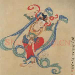 张大千《敦煌舞伎》国画人物作品图片鉴赏