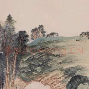 张大千《独对东风图轴》国画山水作品图片鉴赏