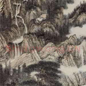 张大千《仿石涛山水图轴》国画山水作品图片鉴赏