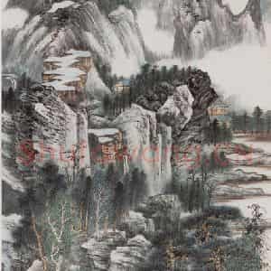 张大千《浮峦暖翠图轴》国画山水作品图片鉴赏