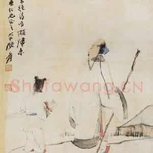 张大千《行吟图轴》国画综合作品图片鉴赏