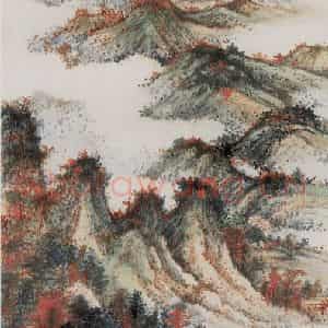 张大千《暮染霜林图轴》国画山水作品图片鉴赏
