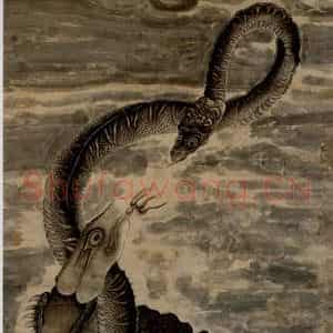 1609年 陈洪绶《龟蛇图轴》国画工笔作品图片鉴赏