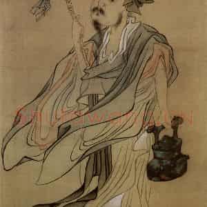 1639年 陈洪绶《阮修沽酒图轴》国画人物工笔作品图片鉴赏