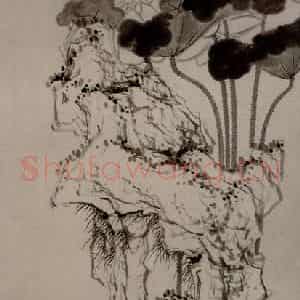 1645年 陈洪绶《莲石图轴》国画花鸟写意作品图片鉴赏