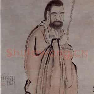 1645年 陈洪绶《达摩禅师像轴》国画人物工笔作品图片鉴赏