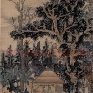 1645年 陈洪绶《山水人物图轴》国画山水工笔作品图片鉴赏