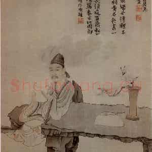 1645年 陈洪绶《张荀翁像轴》国画人物工笔作品图片鉴赏