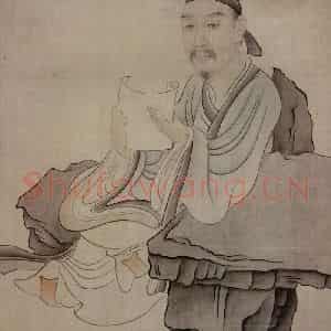 1645年 陈洪绶《张荀翁像轴》国画人物工笔作品图片鉴赏