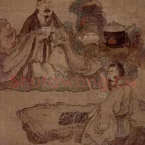 1645年 陈洪绶《品茶图轴》国画人物工笔作品图片鉴赏