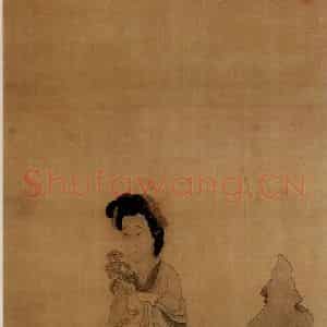 1646年 陈洪绶《红叶题诗图轴》国画人物工笔作品图片鉴赏