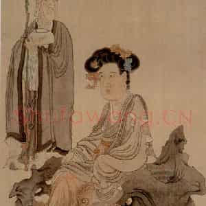1647年 陈洪绶《观音罗汉图轴》国画人物工笔作品图片鉴赏