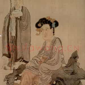 1647年 陈洪绶《观音罗汉图轴》国画人物工笔作品图片鉴赏