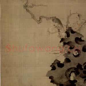 1647年 陈洪绶《红叶小鸟图轴》国画花鸟工笔作品图片鉴赏