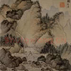 1647年 陈洪绶《杂画册》国画山水工笔作品图片鉴赏