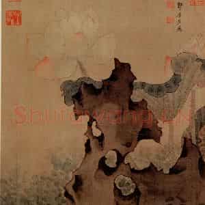 1647年 陈洪绶《荷花图轴》国画花鸟工笔作品图片鉴赏