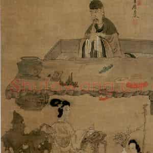 1649年 陈洪绶《吟梅图轴》国画人物工笔作品图片鉴赏