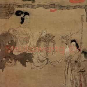 1649年 陈洪绶《吟梅图轴》国画人物工笔作品图片鉴赏