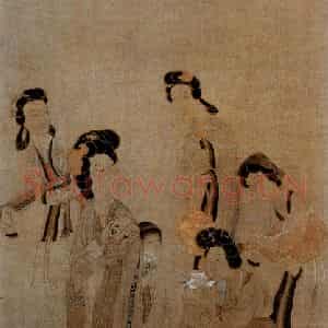 1649年 陈洪绶《仕女图轴》国画人物工笔作品图片鉴赏
