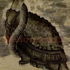 1609年 陈洪绶《龟蛇图轴》国画工笔作品图片鉴赏