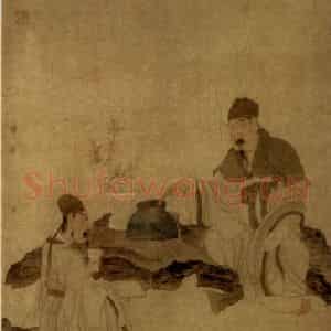 1649年 陈洪绶《醉吟图轴》国画人物工笔作品图片鉴赏