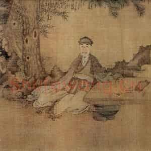 1649年 陈洪绶《何天章行乐图卷》国画人物工笔作品图片鉴赏