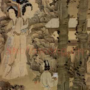 1649年 陈洪绶《眷秋图轴》国画人物工笔作品图片鉴赏