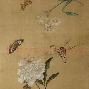 1649年 陈洪绶《百蝶图卷》国画花鸟工笔作品图片鉴赏
