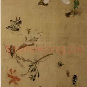 1649年 陈洪绶《百蝶图卷》国画花鸟工笔作品图片鉴赏