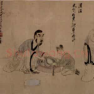 1650年 陈洪绶《陶渊明故事图卷》国画人物工笔作品图片鉴赏