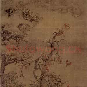 1650年 陈洪绶《山水人物图轴》国画山水工笔作品图片鉴赏