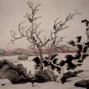 1650年 陈洪绶《山水图页》国画山水写意作品图片鉴赏