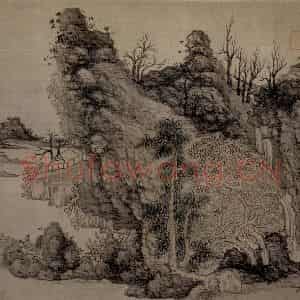 1650年 陈洪绶《为豫和尚画册》国画山水工笔作品图片鉴赏
