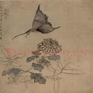 1650年 陈洪绶《为豫和尚画册》国画花鸟工笔作品图片鉴赏
