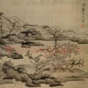 1650年 陈洪绶《为豫和尚画册》国画山水写意作品图片鉴赏